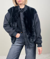 Bomber in tessuto e ecopelliccia