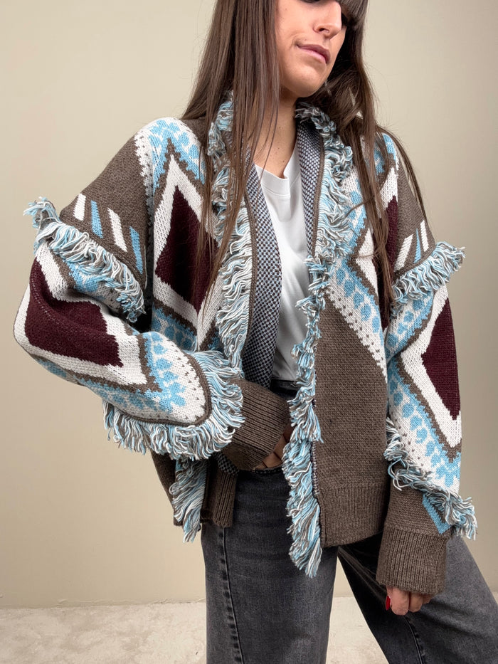 Cardigan rombi taupe