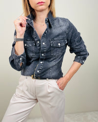 Camicia in jeans grigia slim