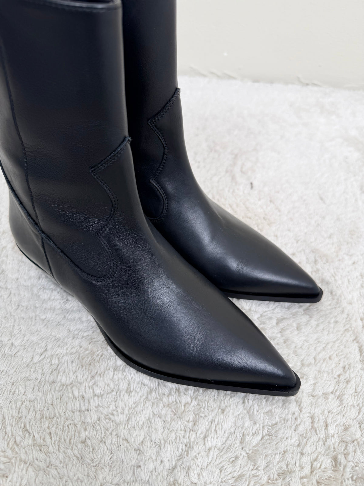 Texano nero in pelle