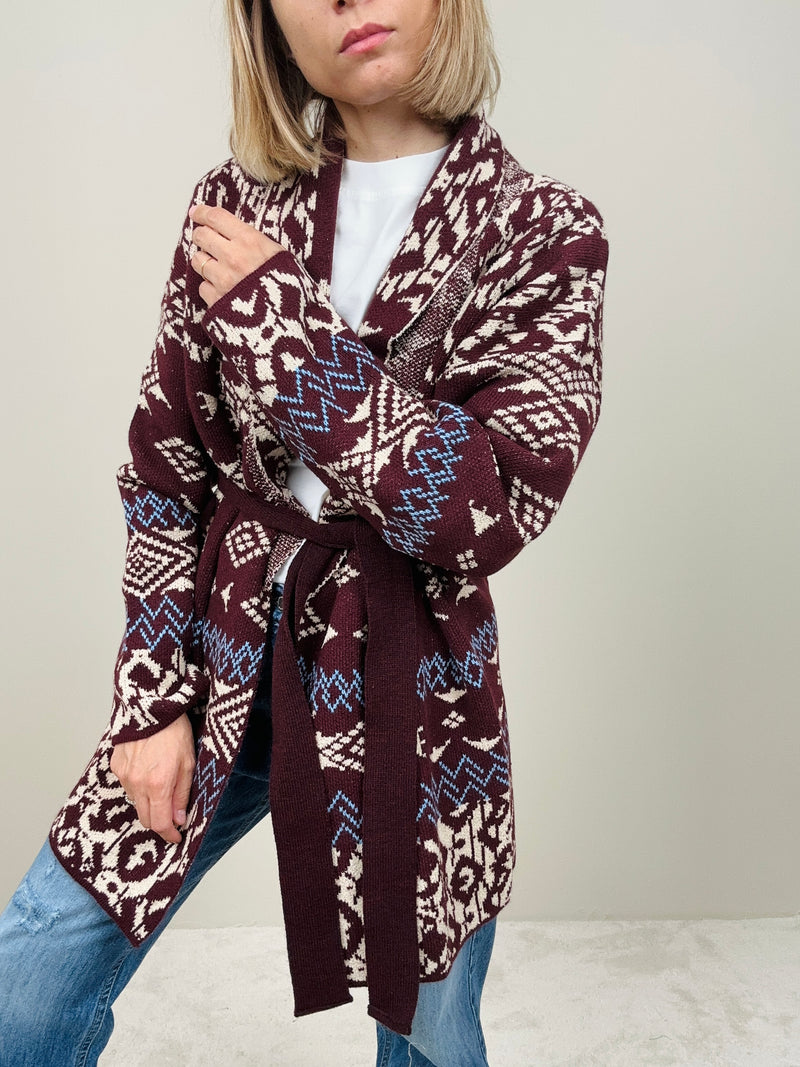 Cardigan fantasia bordeaux
