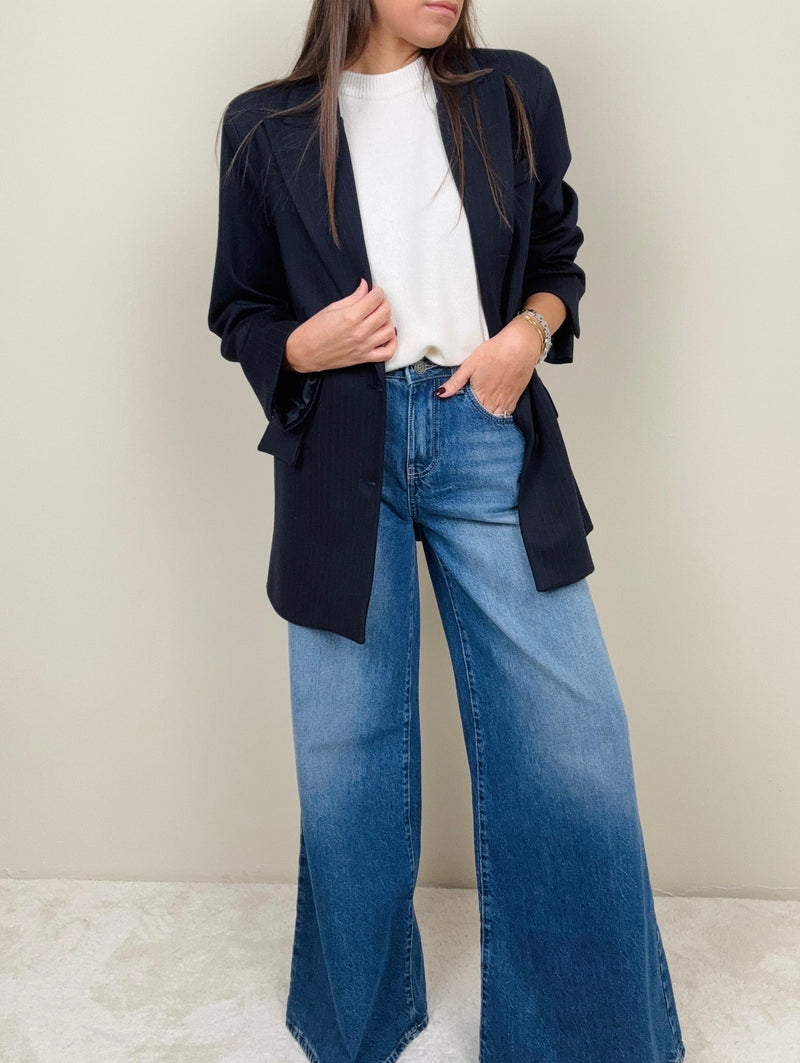 Blazer blu navy gessato