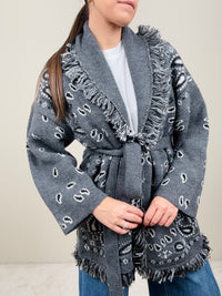 Cardigan bandana grigio-nero