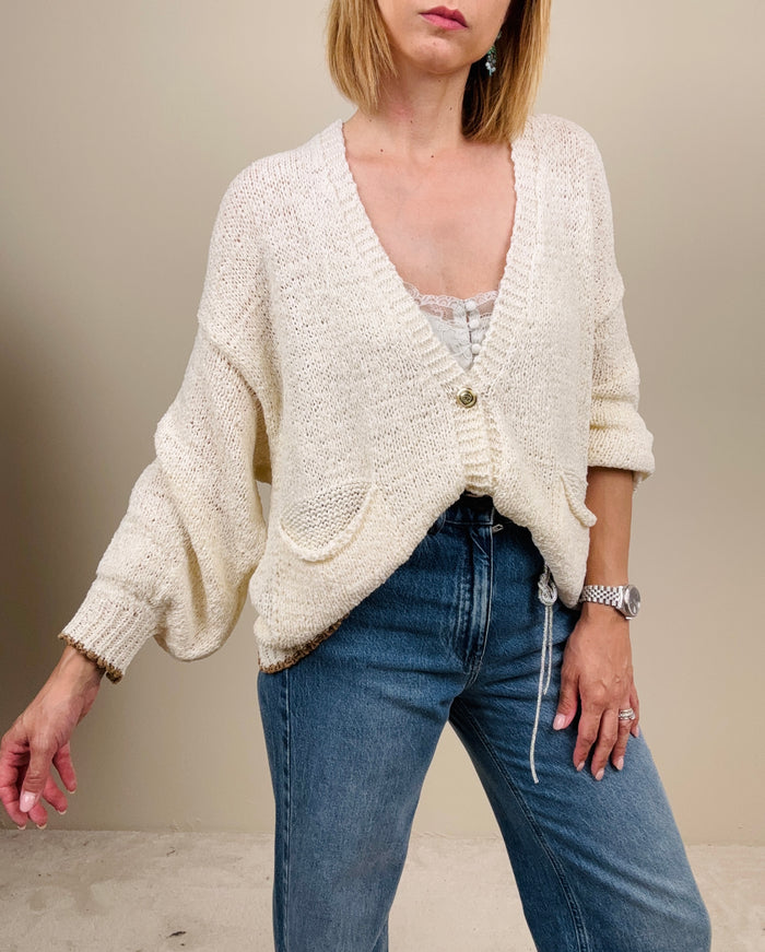 Cardigan con profili tabacco