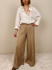 Pantalone scivolato in viscosa sabbia