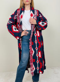 Cardigan geometrico lungo