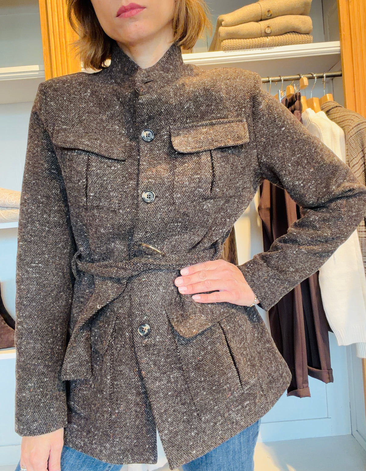 Cappottino stile militare marrone
