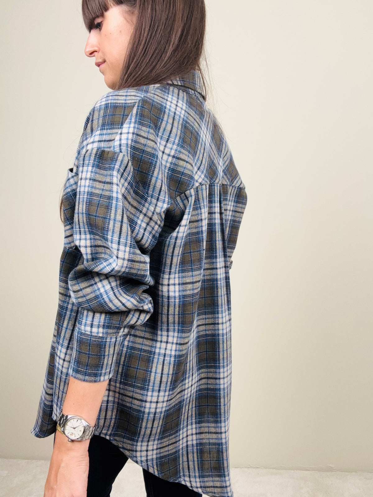 Camicia check militare/azzurra