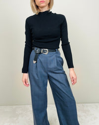 Pantalone  asciutta microfantasia blue navy