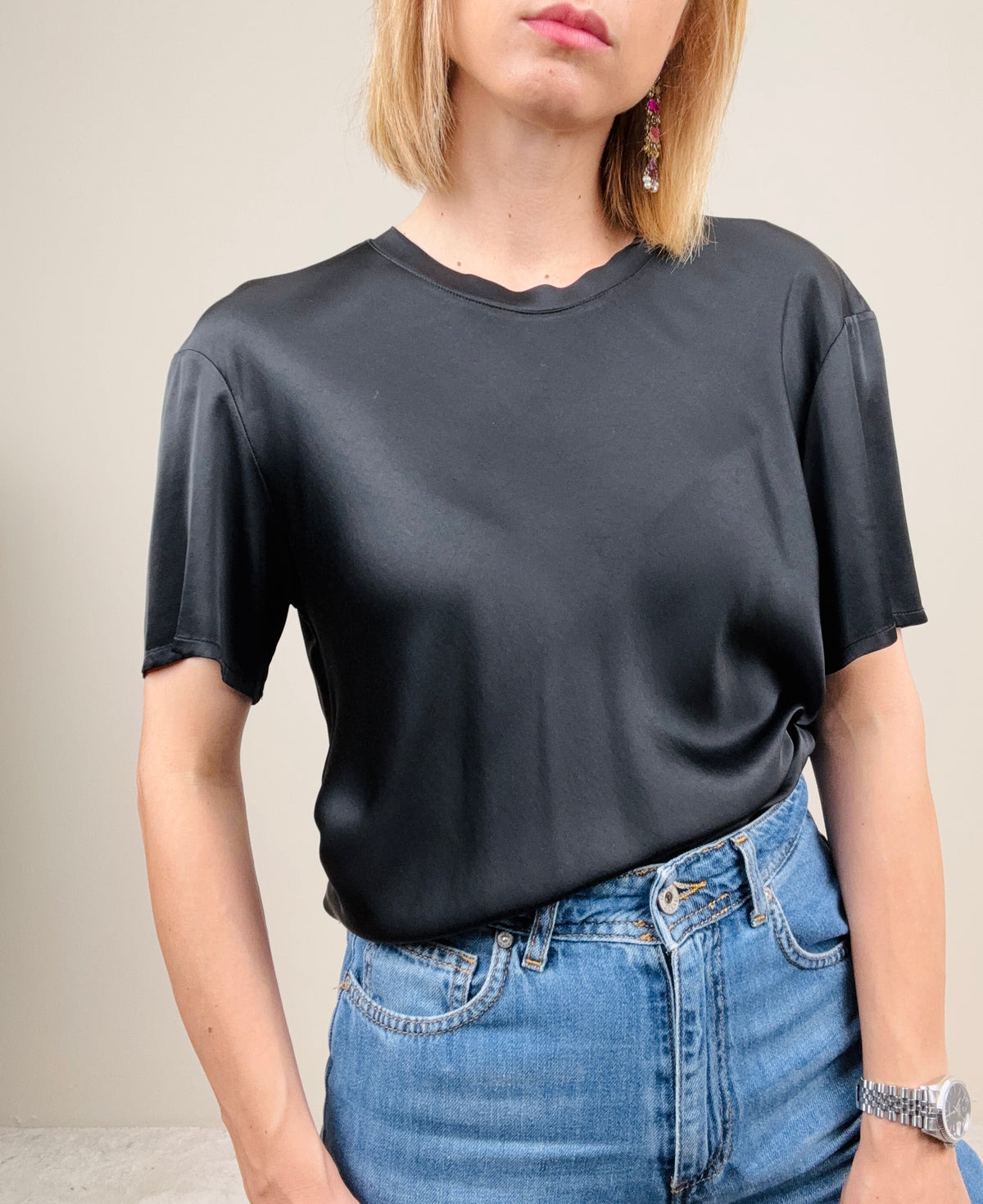 Blusa manica corta nera