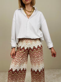 Pantalone in maglina stile missoni rosso