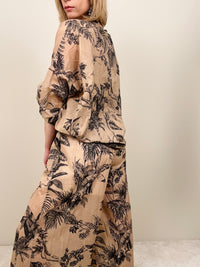 Pantalone in fantasia tabacco-nero