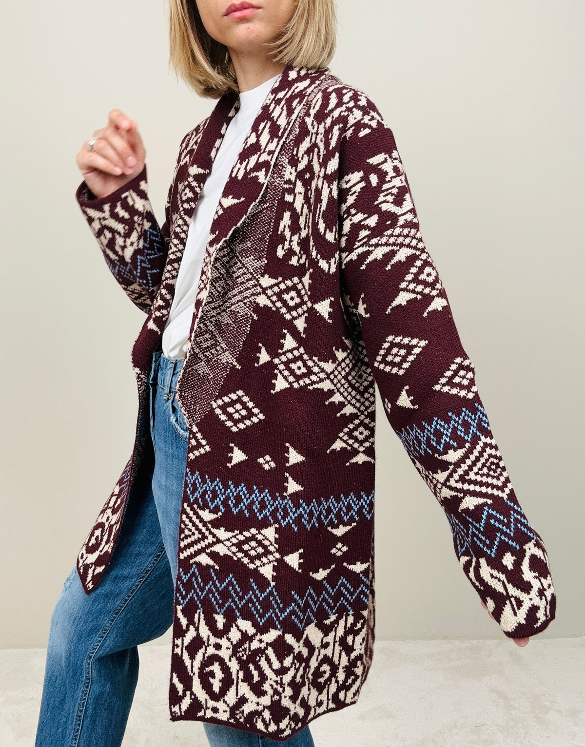 Cardigan fantasia bordeaux