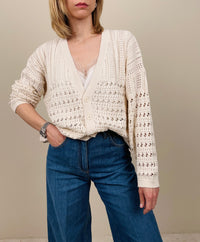 Cardigan punzonato burro