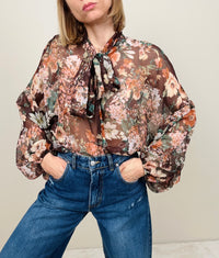 Camicia con fiocco cacao