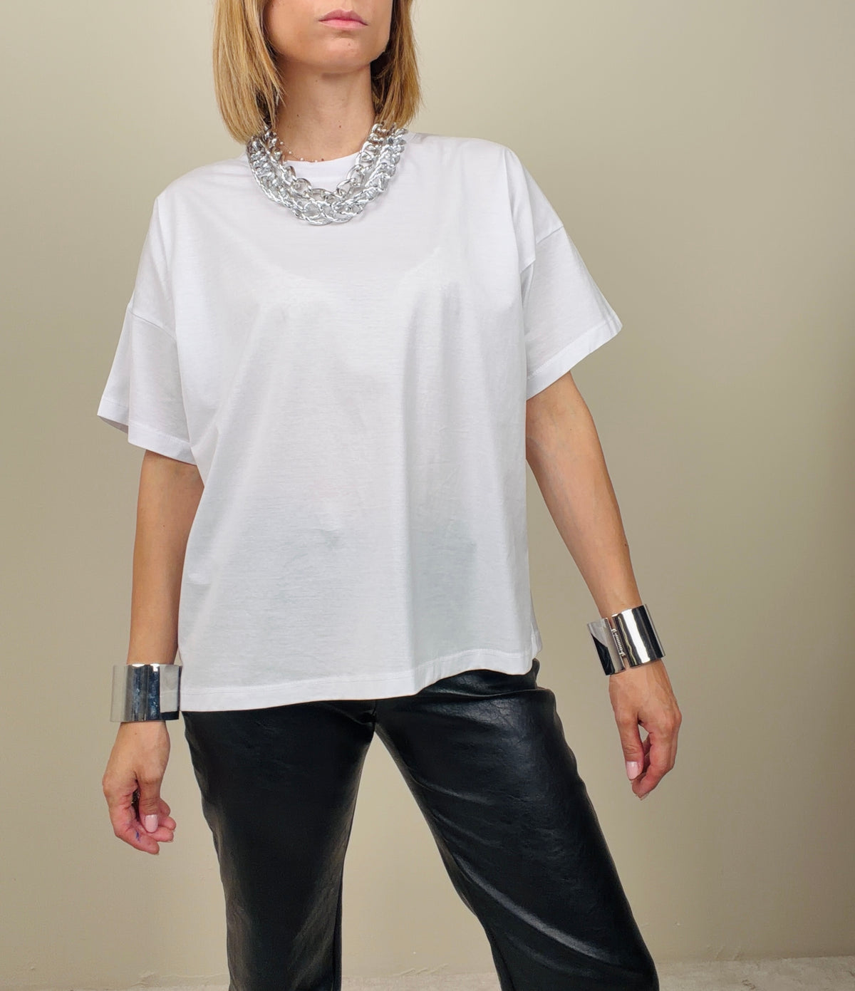 T-shirt basic bianca in cotone
