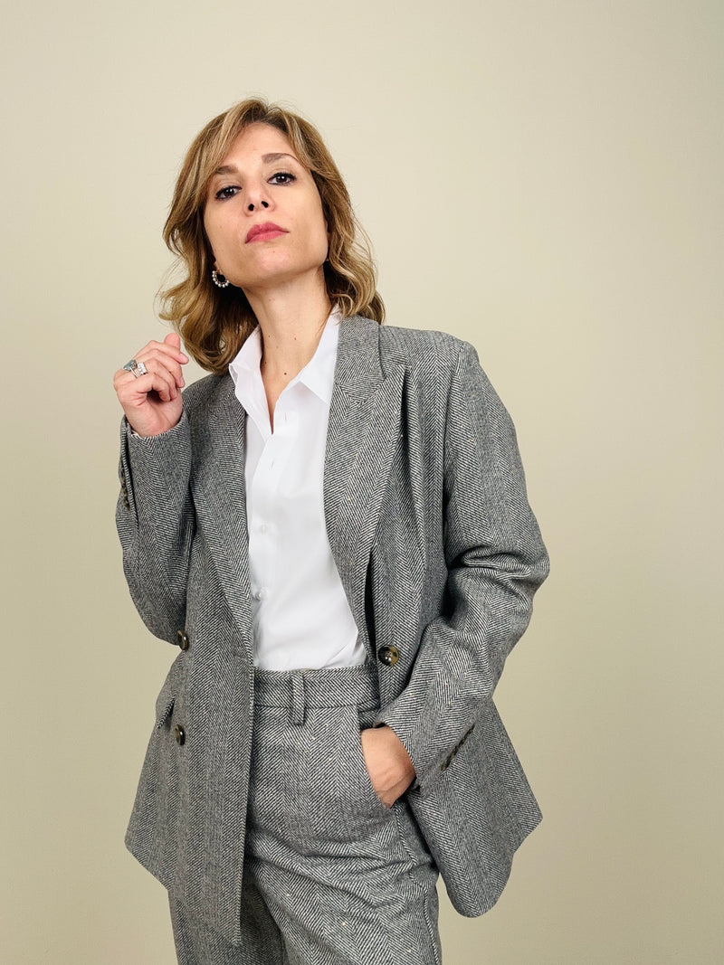 Giacca spinata misto lana