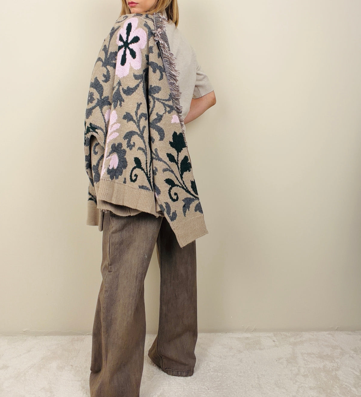 Cardigan arabesque beige-verde
