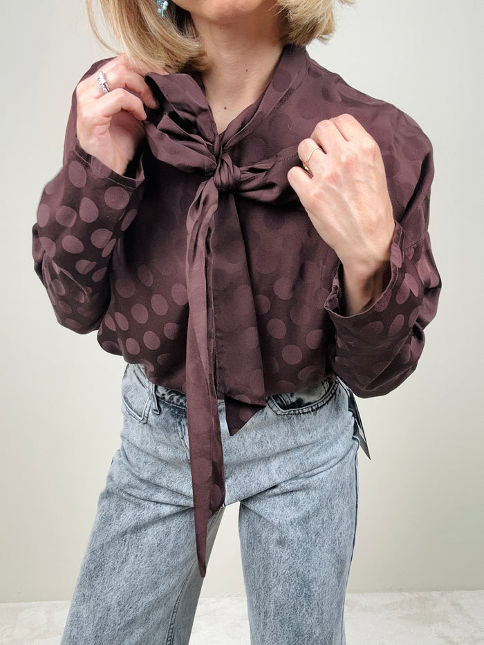 Camicia cioccolato con pois