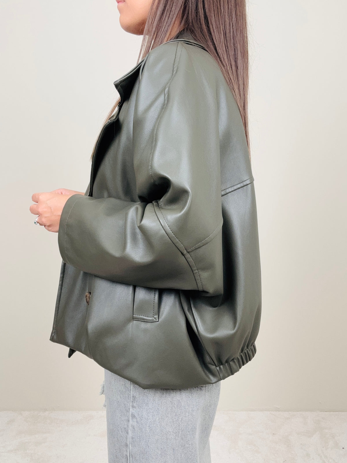 Bomber ecopelle oliva