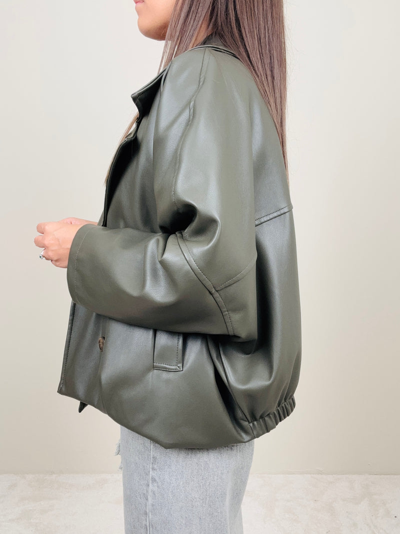 Bomber ecopelle oliva