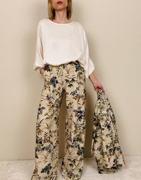 Pantalone multicolor verde/sabbia