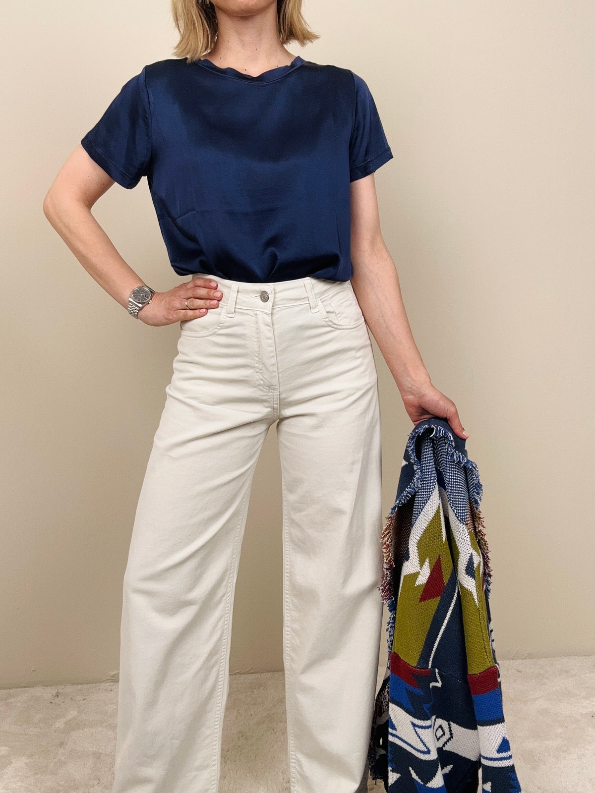 Pantalone in cotone burro