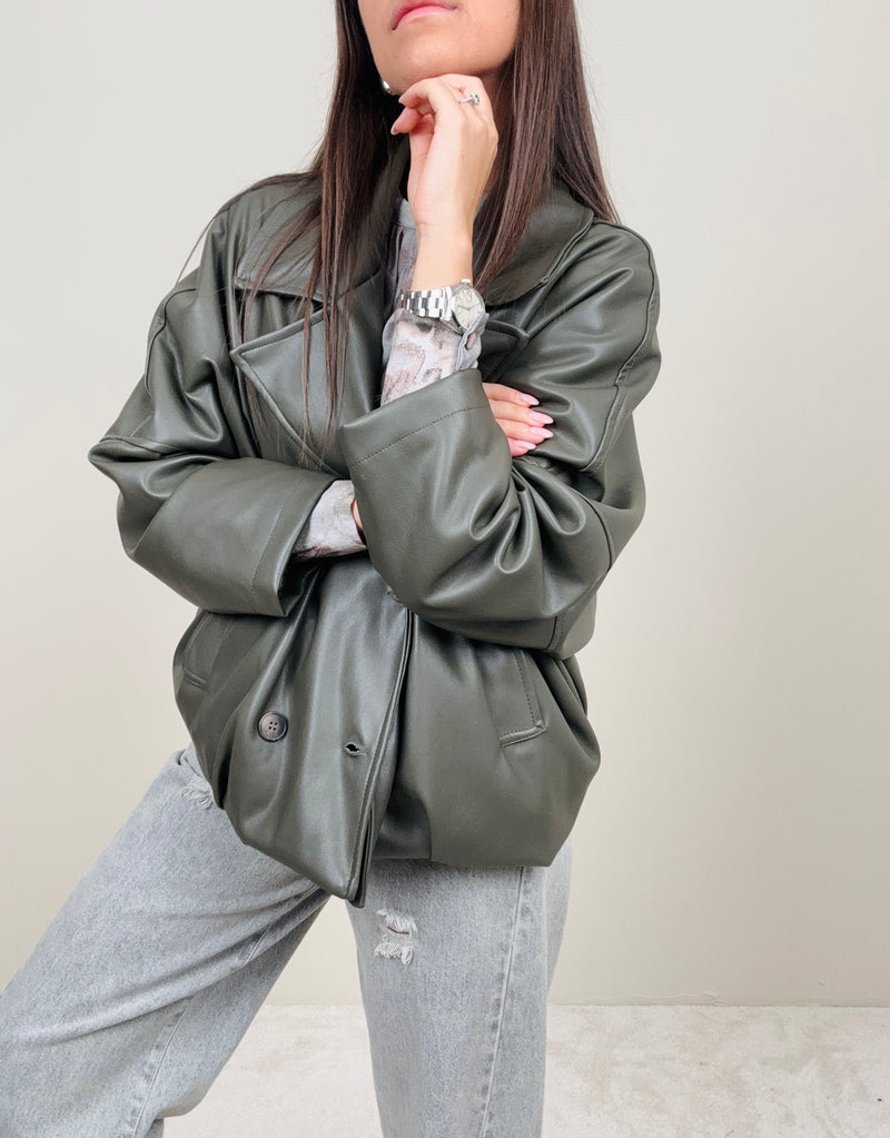 Bomber ecopelle oliva