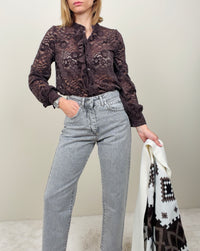 Camicia in pizzo cacao
