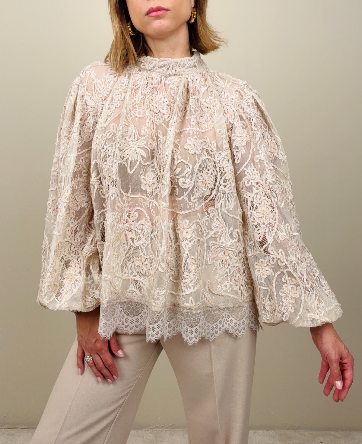 Camicia in pizzo burro