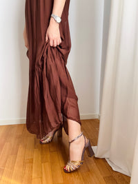 Sandalo in pelle laminata multicolor