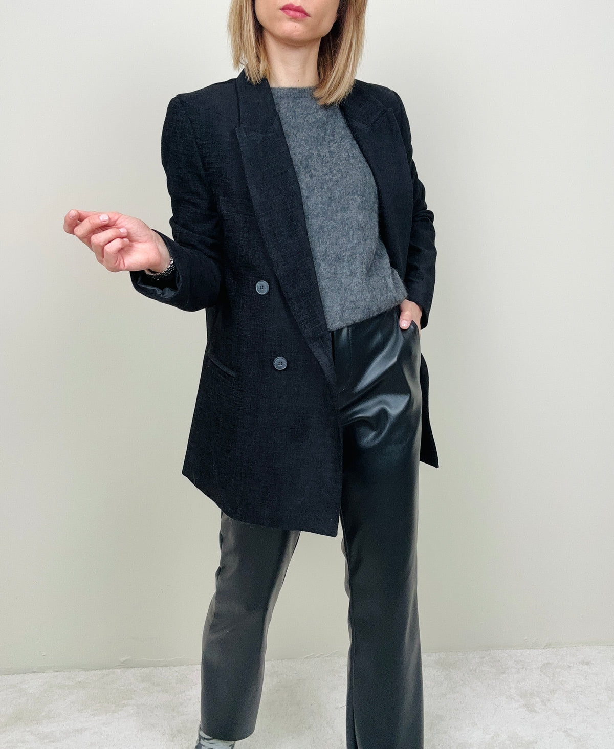 Pantalone a trombetta in ecopelle