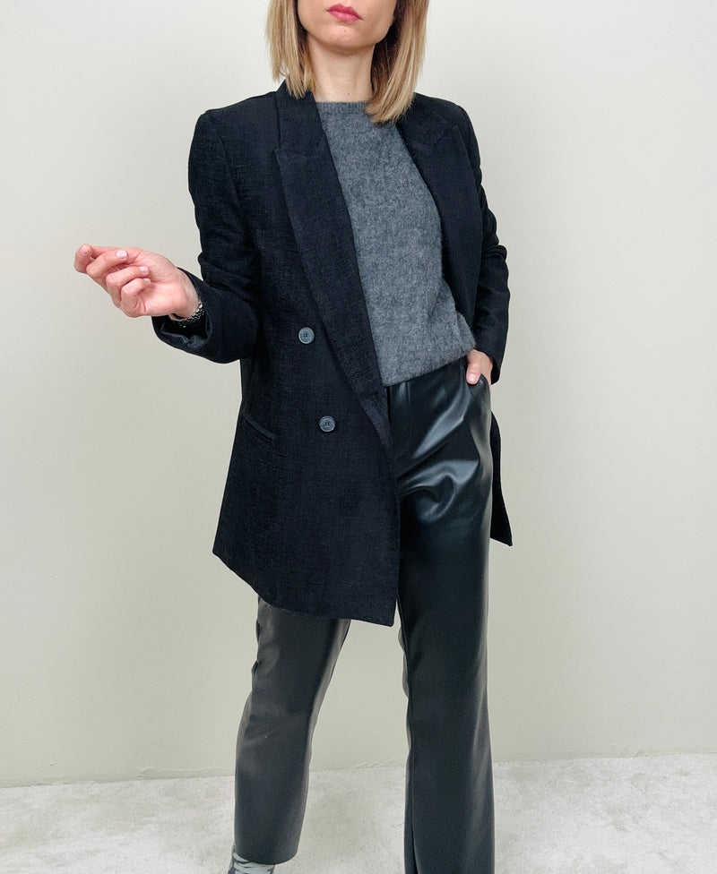 Pantalone a trombetta in ecopelle