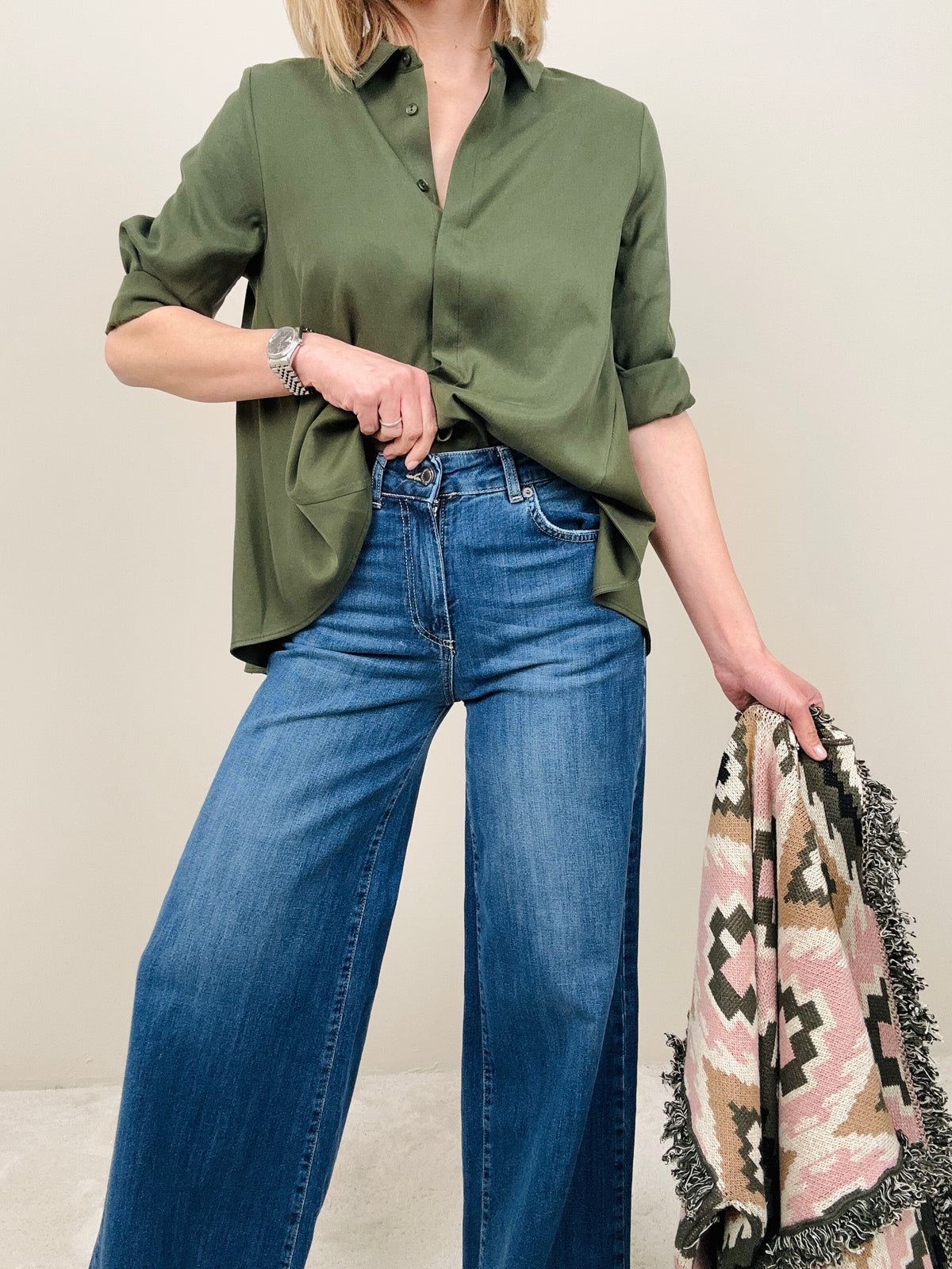 Jeans gamba larga blu denim
