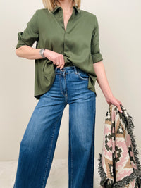 Jeans gamba larga blu denim