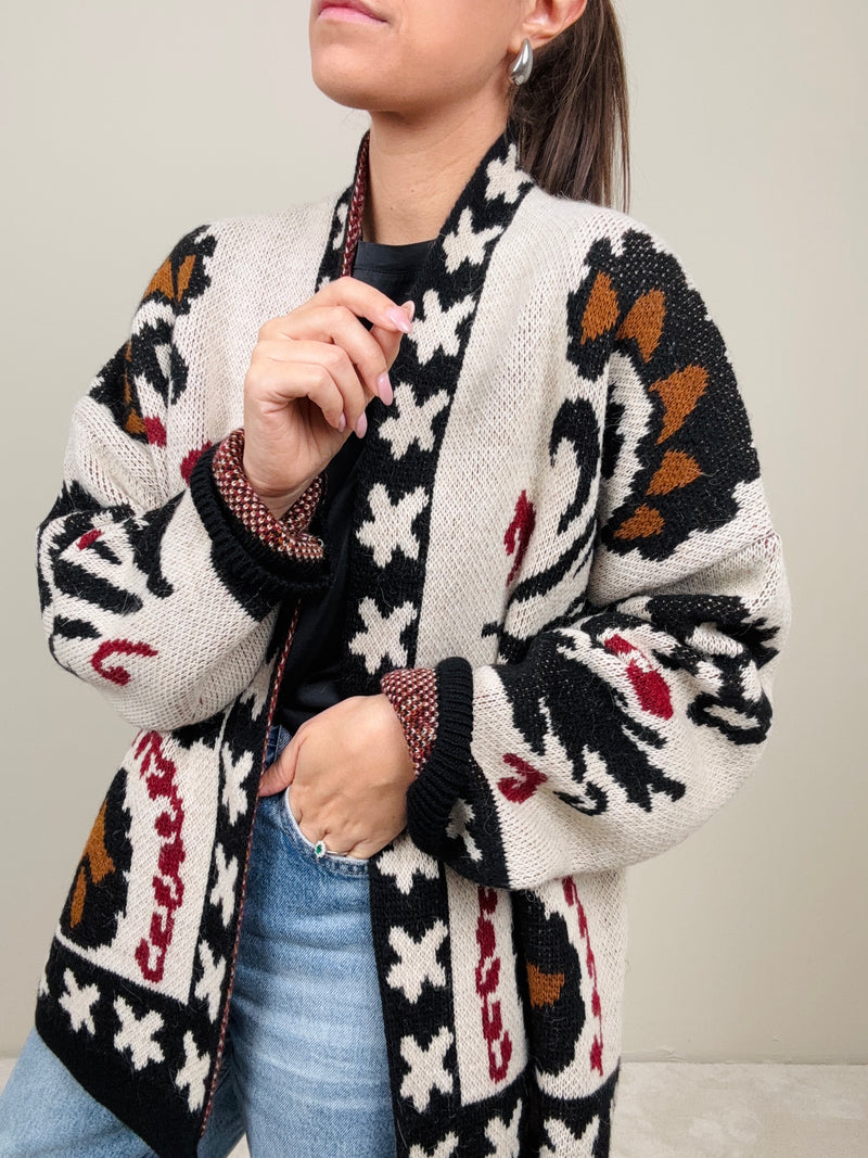 Cardigan fantasia avorio