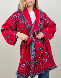 Cardigan bandana rosso-azzurro