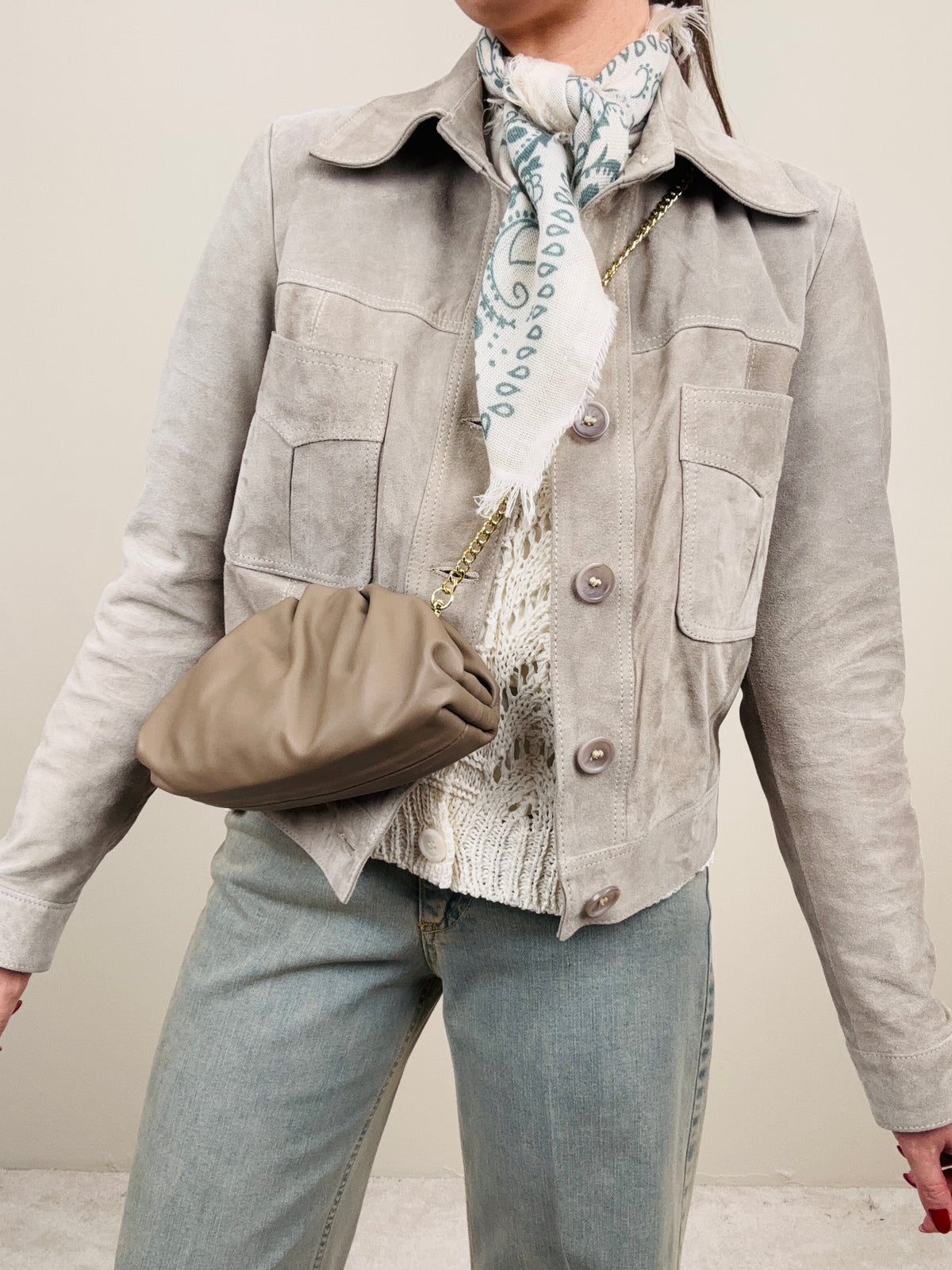 Giubbino in pelle tortora