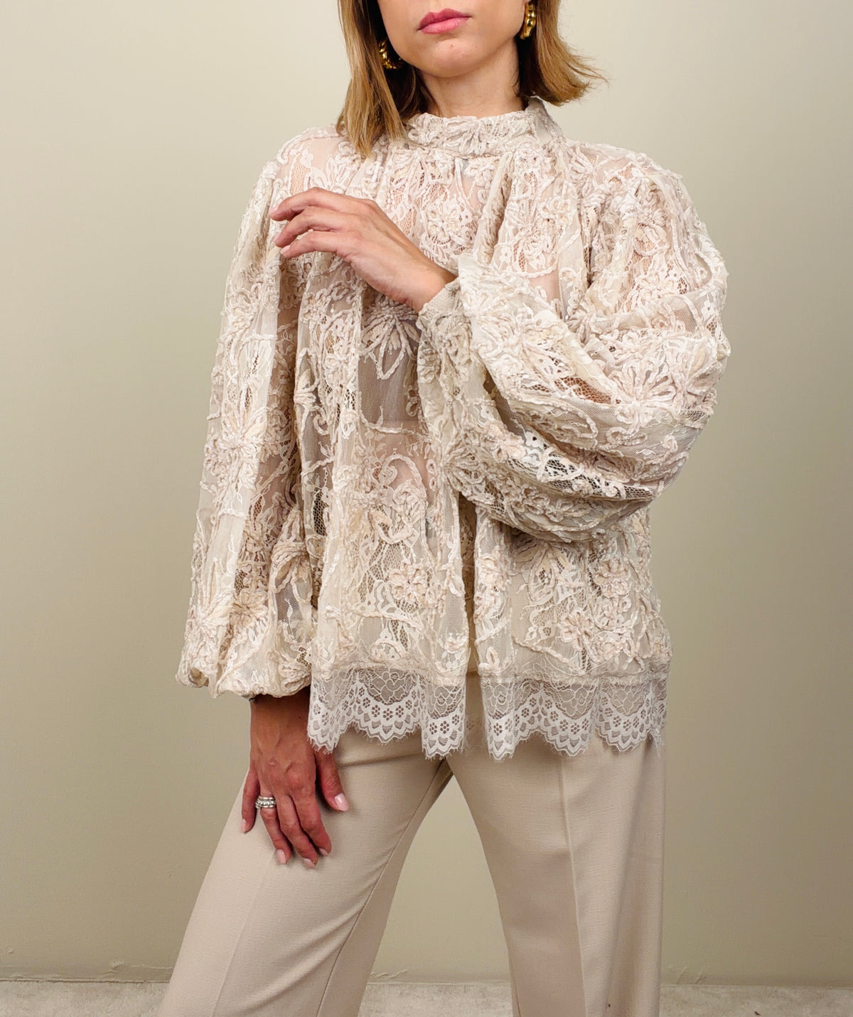 Camicia in pizzo burro