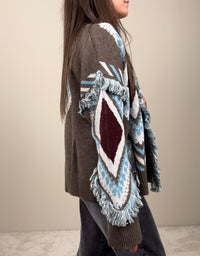 Cardigan rombi taupe