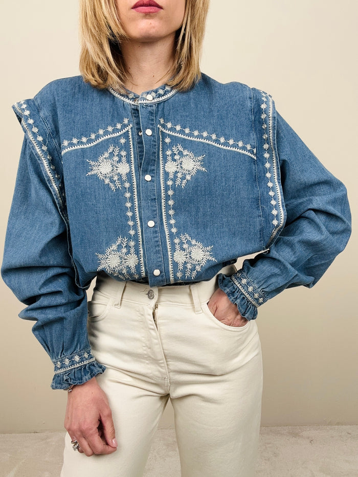Camicia in jeans con ricami
