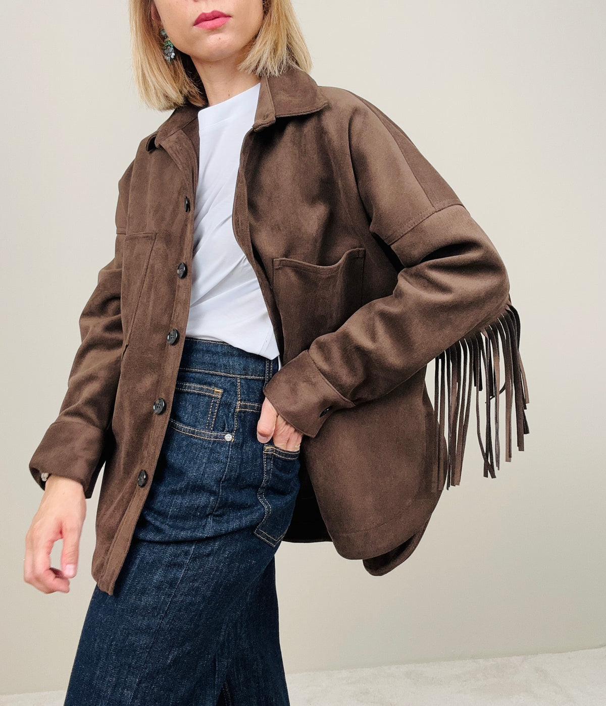 Overshirt con frange
