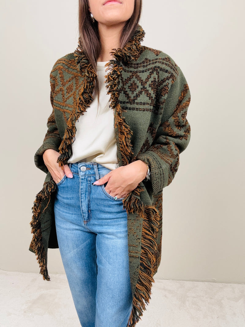 Cardigan etnico militare