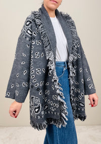 Cardigan bandana grigio-nero
