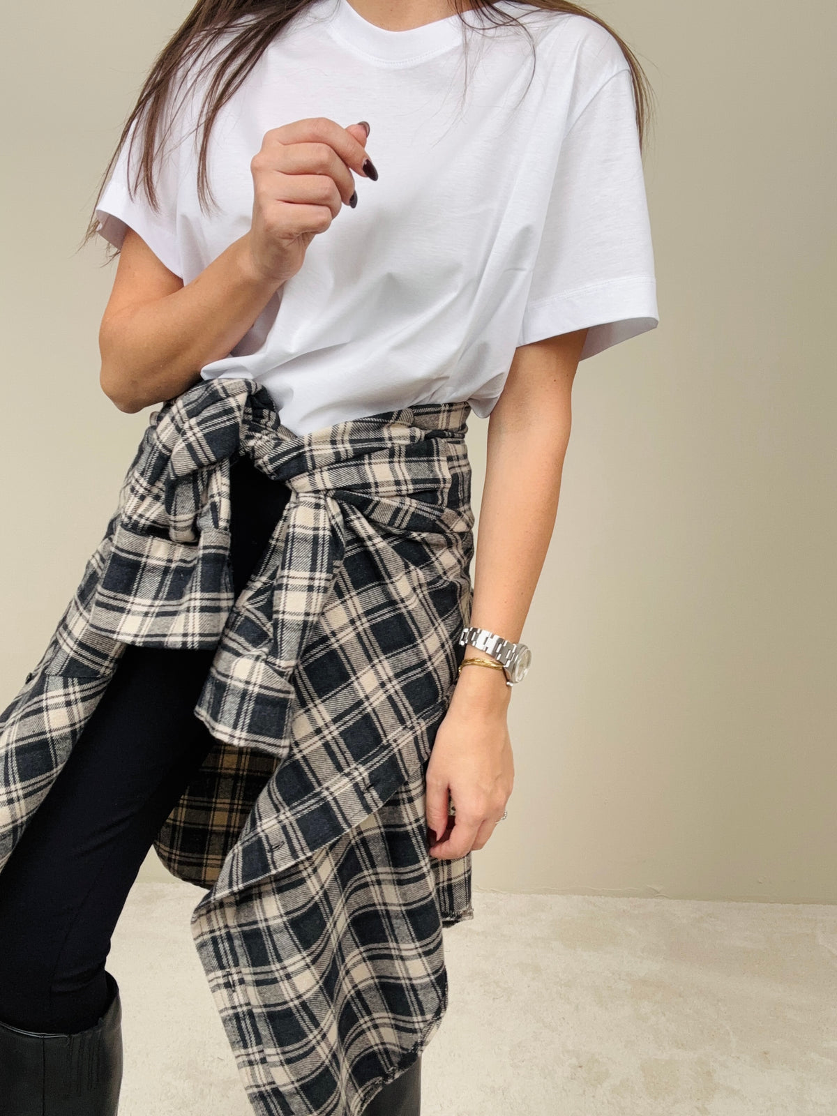 Overshirt quadri nero