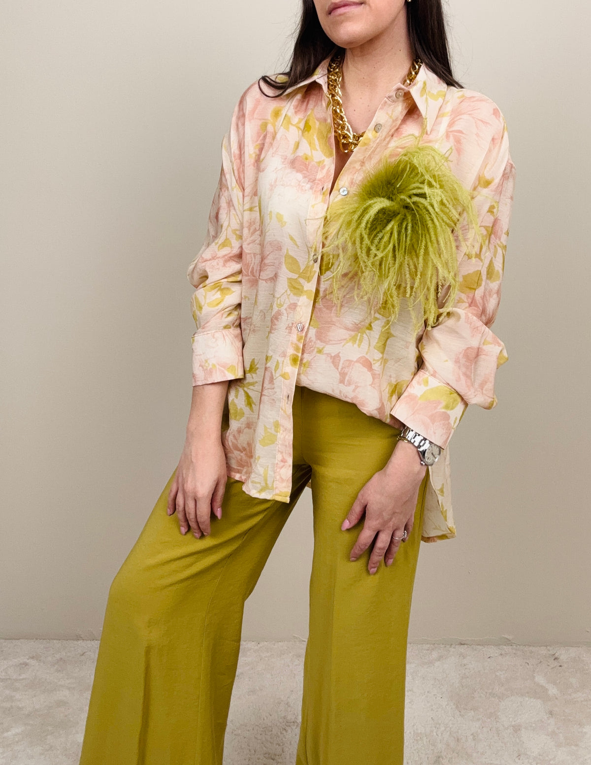 Camicia fantasia rosa