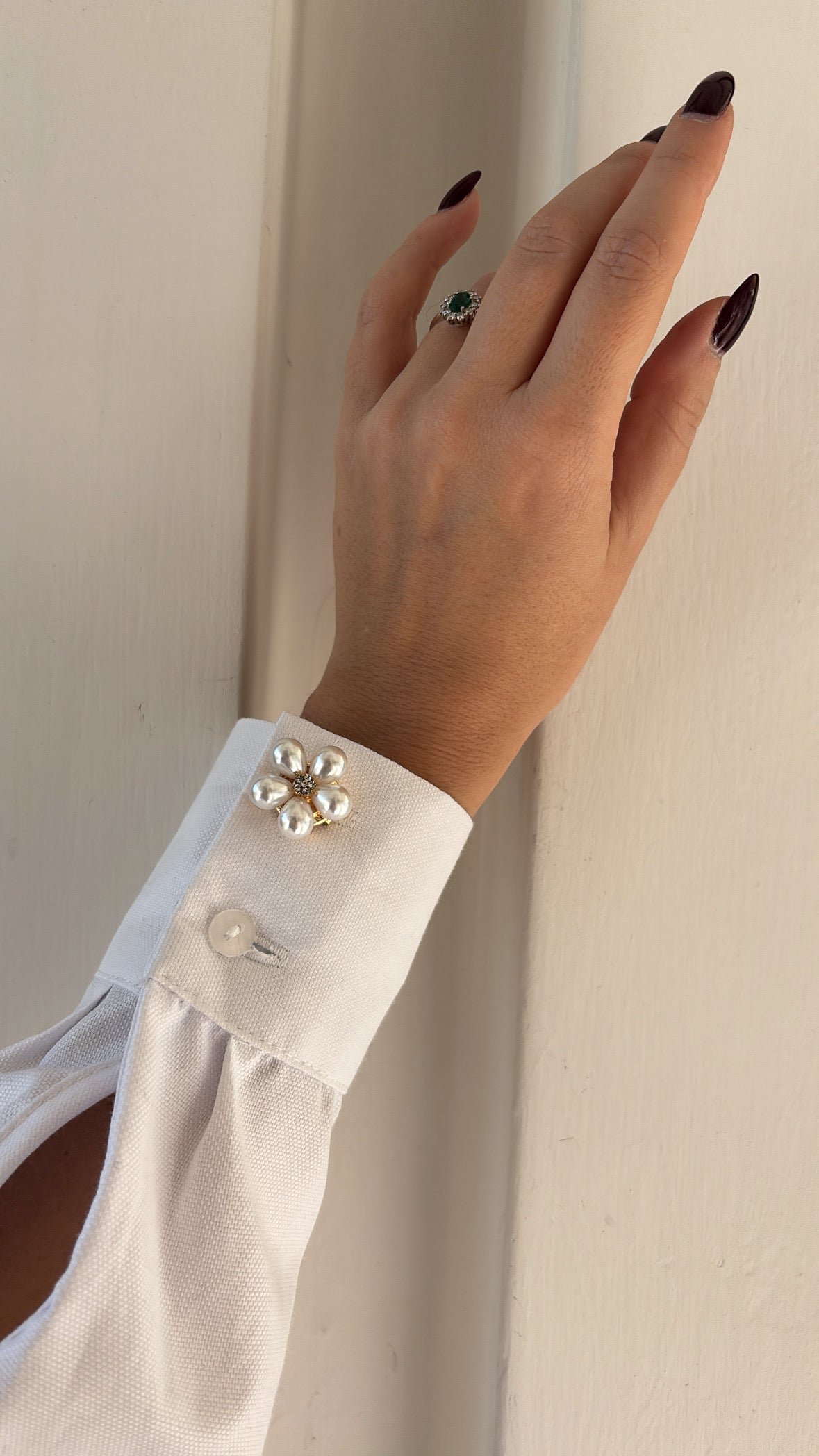 Copri bottone fiore a perle