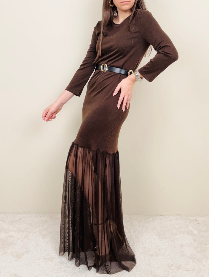 Abito con balza in tulle (più colori)