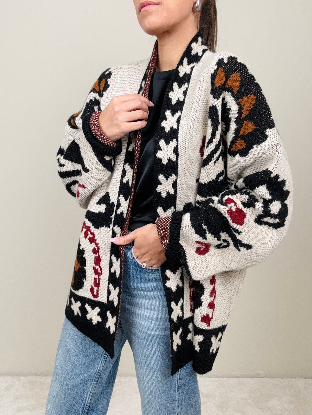 Cardigan fantasia avorio