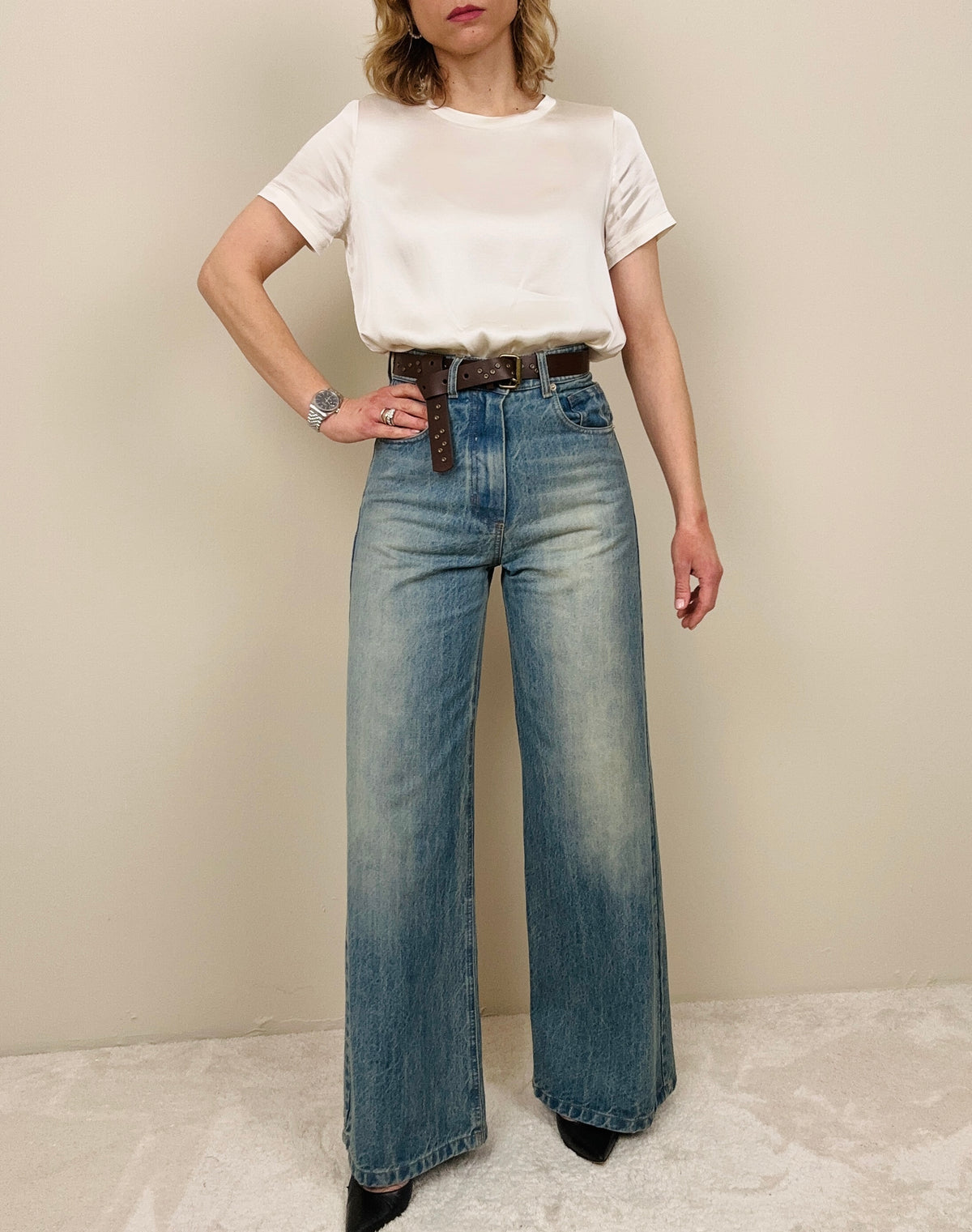 Jeans palazzo con cintura